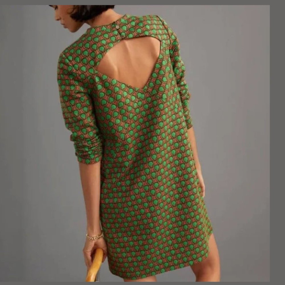 ANTHRO Anthropologie Maeve Jacquard Mini Mod Dress - NWT, missing button M